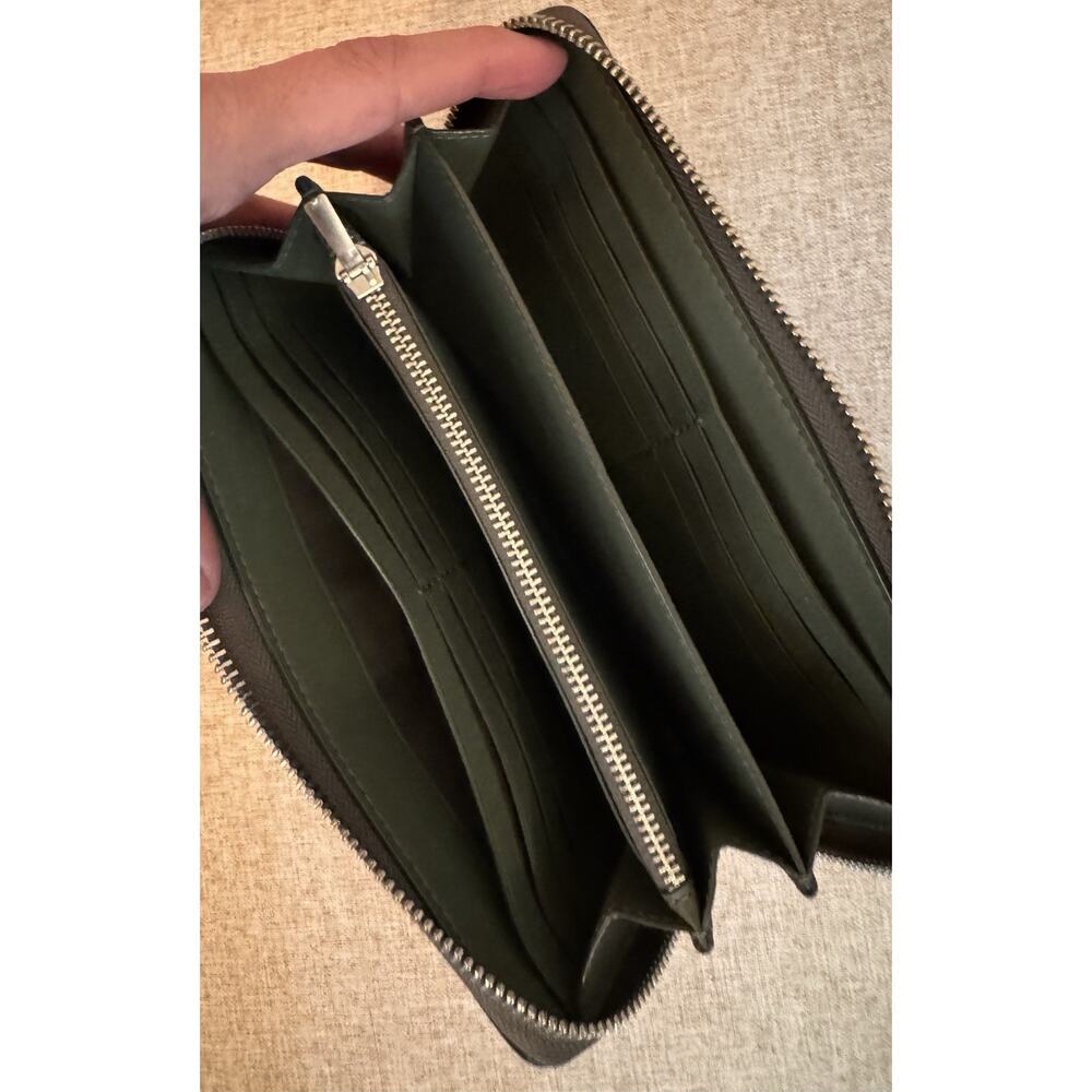 Coach C4451 Pebbled Leather Long Zip Around Wallet Clutch Forrest Green - Picture 10 of 13